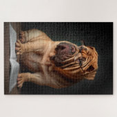 Intelligente Shar Pei-hond met Boekontwerp Legpuzzel (Horizontaal)