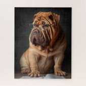 Intelligente Shar Pei hond met boekontwerp Legpuzzel (Verticaal)