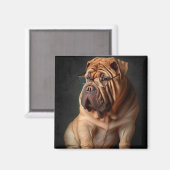 Intelligente Shar Pei hond met boekontwerp Magneet (Voorkant / Achterkant)