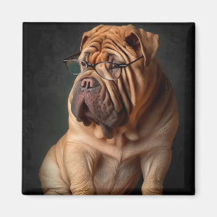 Intelligente Shar Pei hond met boekontwerp Magneet