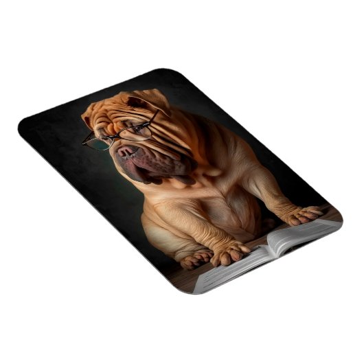 Intelligente Shar Pei hond met boekontwerp Magneet (Rechterzijde)