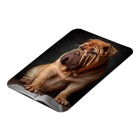 Intelligente Shar Pei hond met boekontwerp Magneet (Linkerzijde)