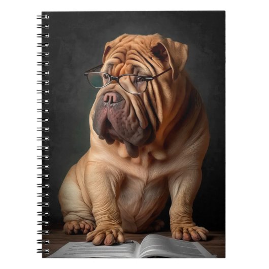 Intelligente Shar Pei hond met boekontwerp Notitieboek (Voorkant)