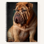 Intelligente Shar Pei hond met boekontwerp Notitieboek (Voorkant)
