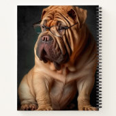 Intelligente Shar Pei hond met boekontwerp Notitieboek (Achterkant)