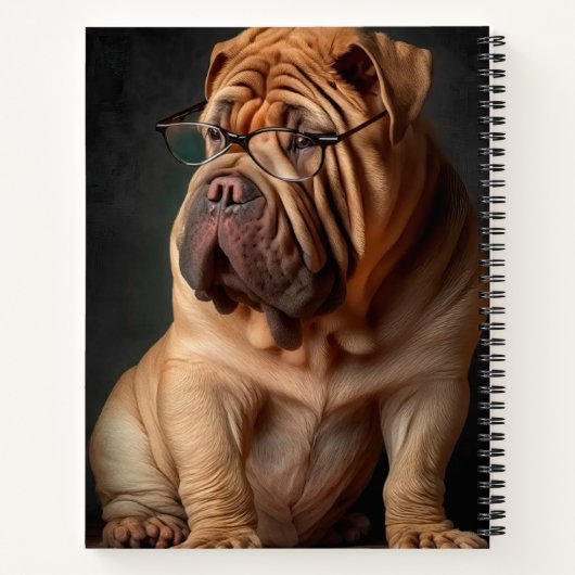 Intelligente Shar Pei hond met boekontwerp Notitieboek (Achterkant)