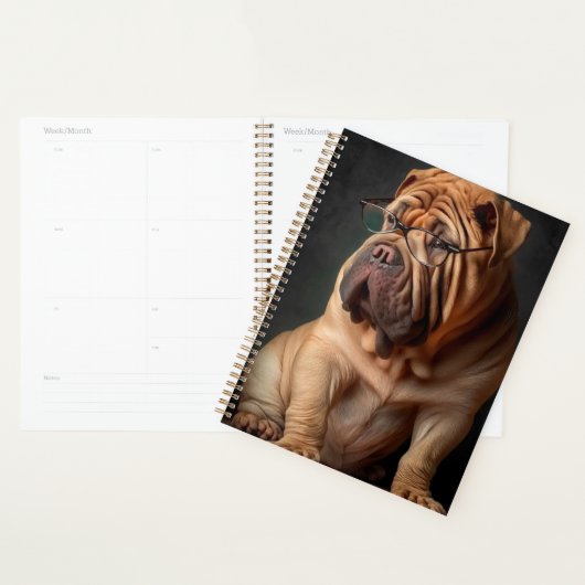 Intelligente Shar Pei hond met boekontwerp Planner (Display)