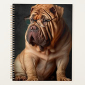 Intelligente Shar Pei hond met boekontwerp Planner (Voorkant)