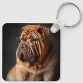 Intelligente Shar Pei hond met boekontwerp Sleutelhanger (Achterkant)