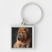 Intelligente Shar Pei hond met boekontwerp Sleutelhanger (Voorkant)