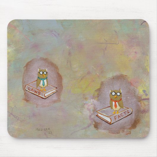 Intelligente uil-kunst, juridische feiten leuk, un muismat (Voorkant)