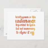 Intelligentie is als ondergoed briefkaart (Voorkant / Achterkant)