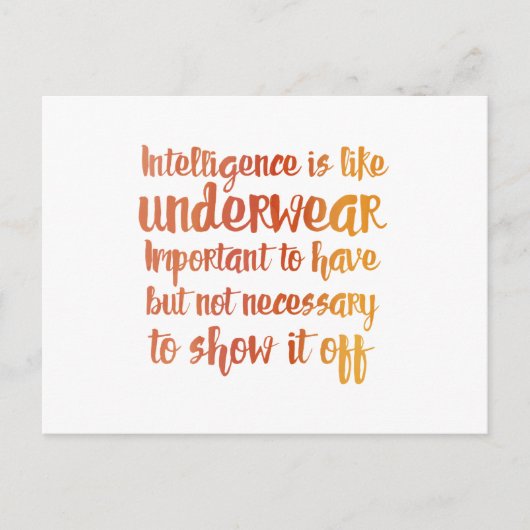 Intelligentie is als ondergoed briefkaart (Voorkant)