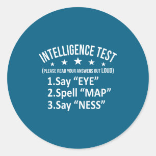 Intelligentietest Humor Sarcastisch Kort Ronde Sticker