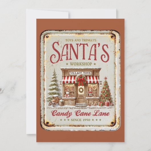 Intens rustieke Santas werkplaats Dorpsspeelgoed 1 Feestdagenkaart (Voorkant)