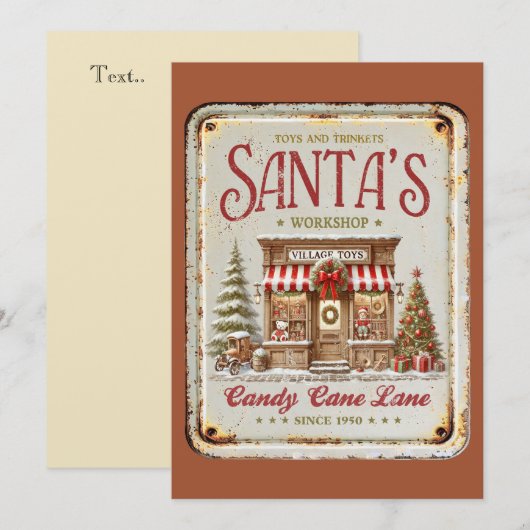 Intens rustieke Santas werkplaats Dorpsspeelgoed 1 Feestdagenkaart (Voorkant / Achterkant)