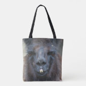 Intense Black Llama Boerderij Animal Tote Bag (Achterkant)