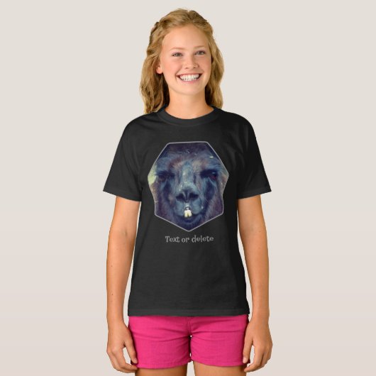 Intense Black Llama Face Close Up Personalized T-shirt (Voorkant volledig)