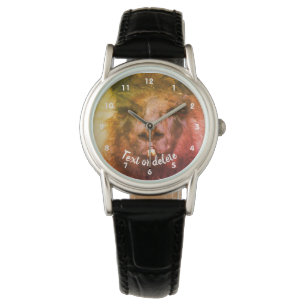 Intense Black Llama Face Sluiten Abstract Horloge