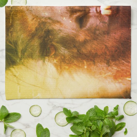 Intense Black Llama Face Sluiten Abstract Theedoek (Gevouwen)