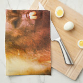 Intense Black Llama Face Sluiten Abstract Theedoek (Quarter Fold)