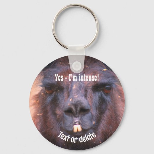 Intense Black Llama Funny Animal Personalized Sleutelhanger (Achterkant)