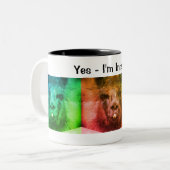 Intense Black Llama Funny Animal Tweekleurige Koffiemok (Voorkant links)