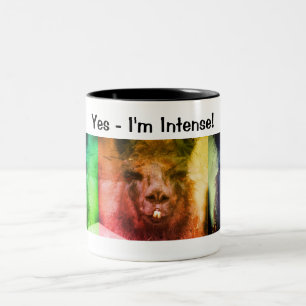Intense Black Llama Funny Animal Tweekleurige Koffiemok