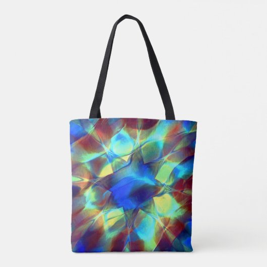 Intense blauwe digitale bloem contrasterend met br tote bag (Achterkant)