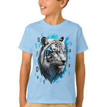 Intense blauwe ogen: zwart gestreepte witte tijger