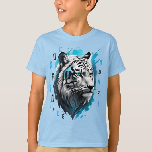 Intense blauwe ogen: zwart gestreepte witte tijger t-shirt (Voorkant)