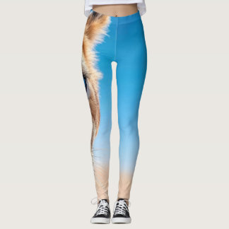 Intense Blauwe Oog Leeuw Woestijn Horizon Kunst Wr Leggings