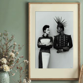 Intense blik: Avant-Garde Mode Duo Portret Poster