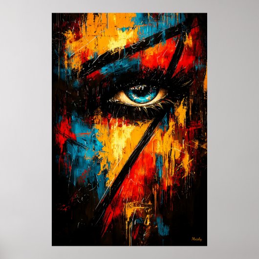 Intense blik hedendaagse expressionistische Abstra Poster (Voorkant)