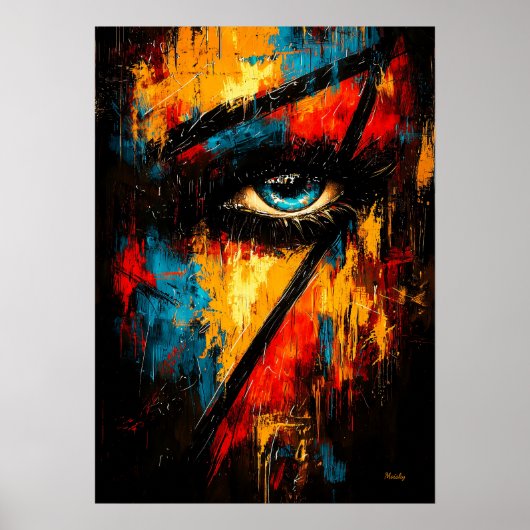 Intense blik Huidige expressionistische abstracte  Poster (Voorkant)