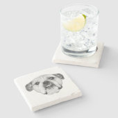 Intense bulldog stare in bold monochrome stenen onderzetter (Zijkant)