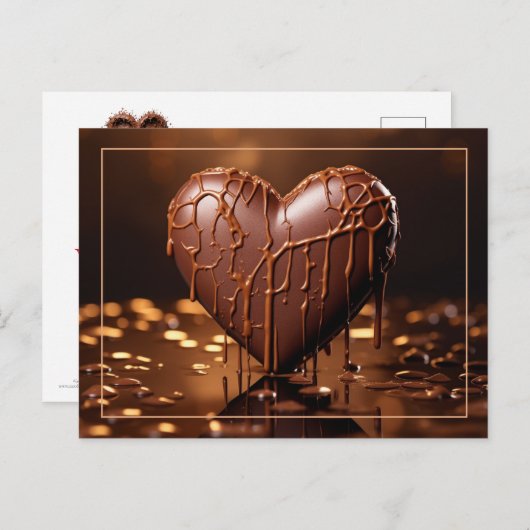Intense Chocolate Heart Valentijn Briefkaart (Voorkant / Achterkant)