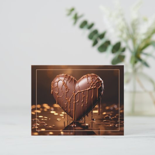 Intense Chocolate Heart Valentijn Briefkaart (Staand voorkant)