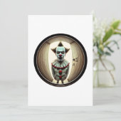 Intense clown die door de deuropening staart | Fis Kaart (Staand voorkant)