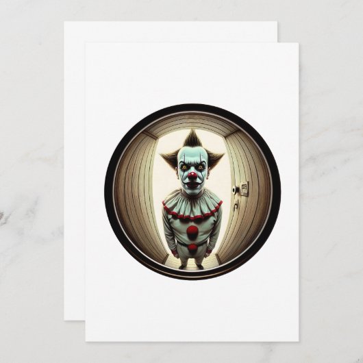 Intense clown die door de deuropening staart | Fis Kaart (Voorkant / Achterkant)