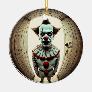 Intense clown die door de deuropening staart | Fis Keramisch Ornament