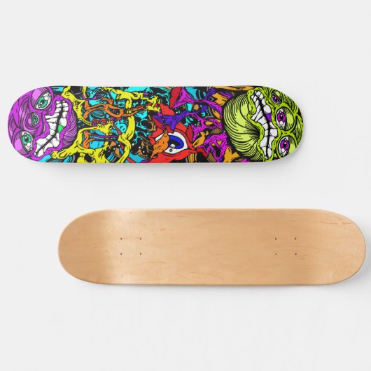 Intense Dag Glo Art Psycho Gekke Waanzinnige Graph Persoonlijk Skateboard (Horizontaal)