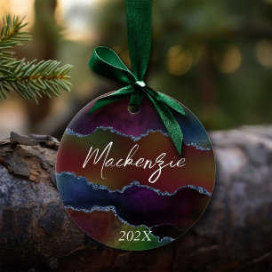 intense donkere agaat   Moody Rainbow Jewel Tone Keramisch Ornament