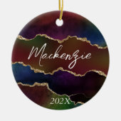intense donkere agaat | Moody Rainbow Jewel Tone Keramisch Ornament (Voorkant)