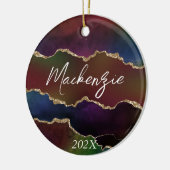 intense donkere agaat | Moody Rainbow Jewel Tone Keramisch Ornament (Links)