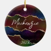 intense donkere agaat | Moody Rainbow Jewel Tone Keramisch Ornament (Achterkant)