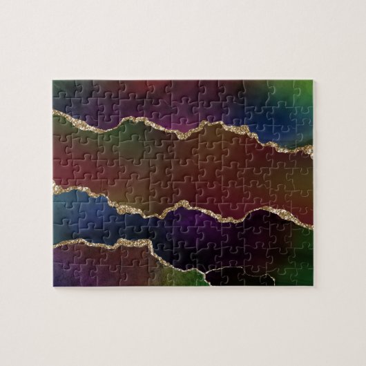 intense donkere agaat | Moody Rainbow Jewel Tone Legpuzzel (Horizontaal)