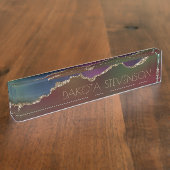 intense donkere agaat | Moody Rainbow Jewel Tone Naambordje (Zijkant)