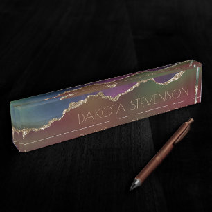 intense donkere agaat Moody Rainbow Jewel Tone Naambordje