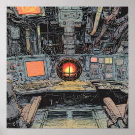 Intense dystopische kunst: brandende kern sciencef poster